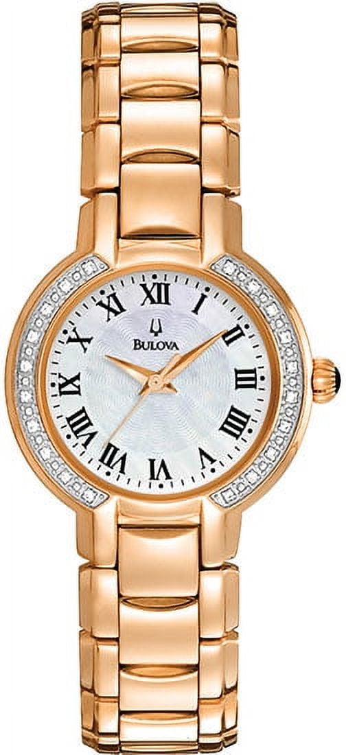 Women's bulova rose gold diamond watch cheap