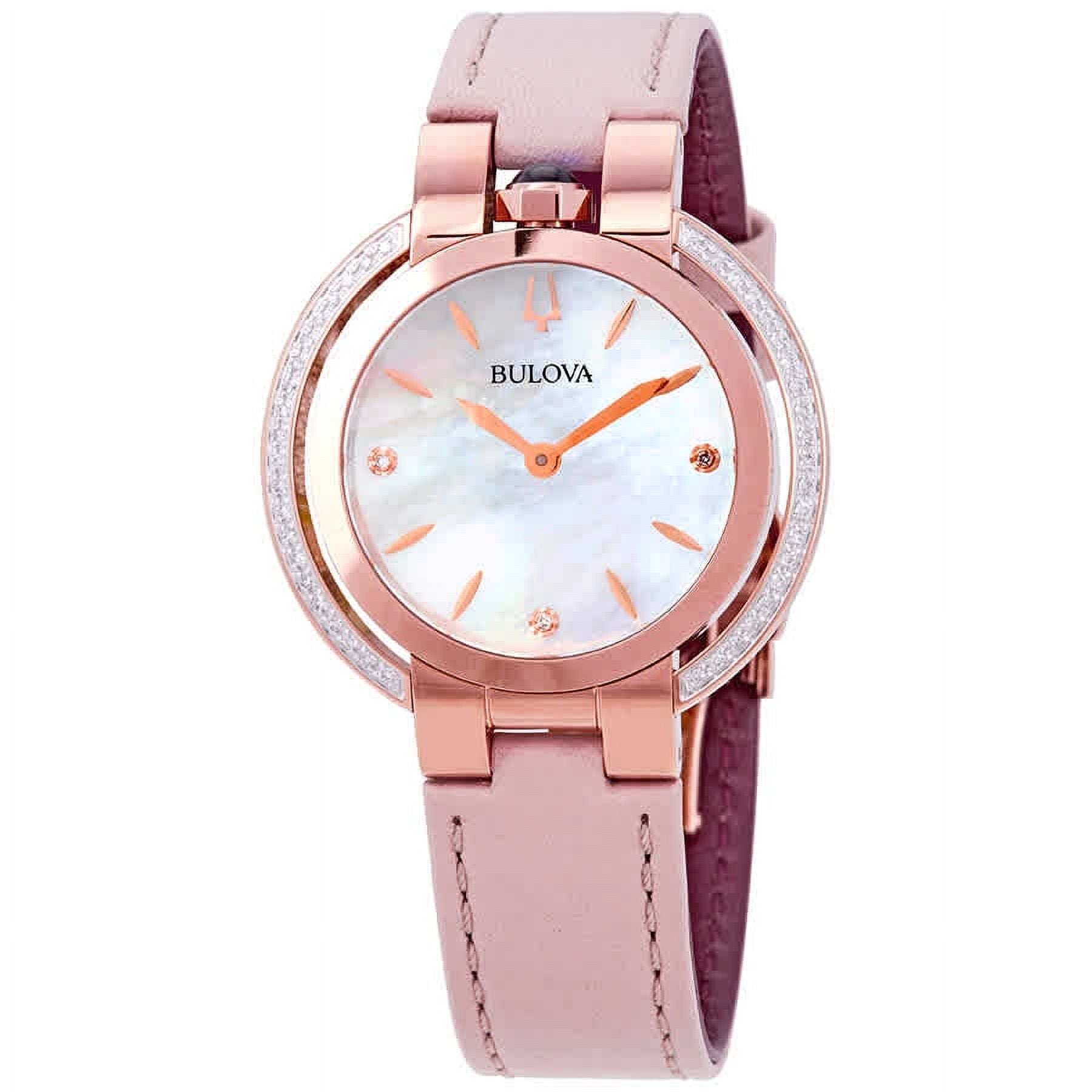 Bulova Rubaiyat Wrist Watch, White Mother of Pearl Dial, Rose Gold