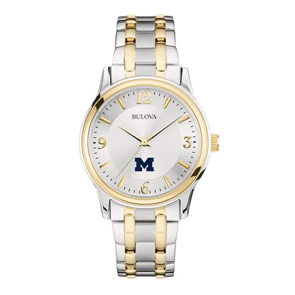 Bulova Silver/Gold Michigan Wolverines Classic Two-Tone Round Watch