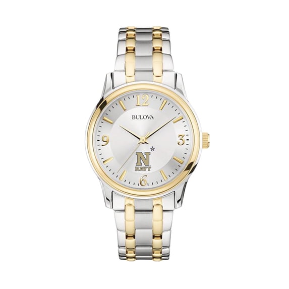 Bulova Silver/Gold Navy Midshipmen Classic Two-Tone Round Watch