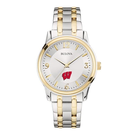 Bulova Silver/Gold Wisconsin Badgers Classic Two-Tone Round Watch