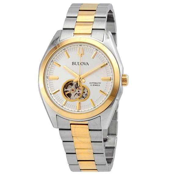 Bulova Men's Surveyor Wrist Watch, Two-tone Automatic, Silver Dial ...