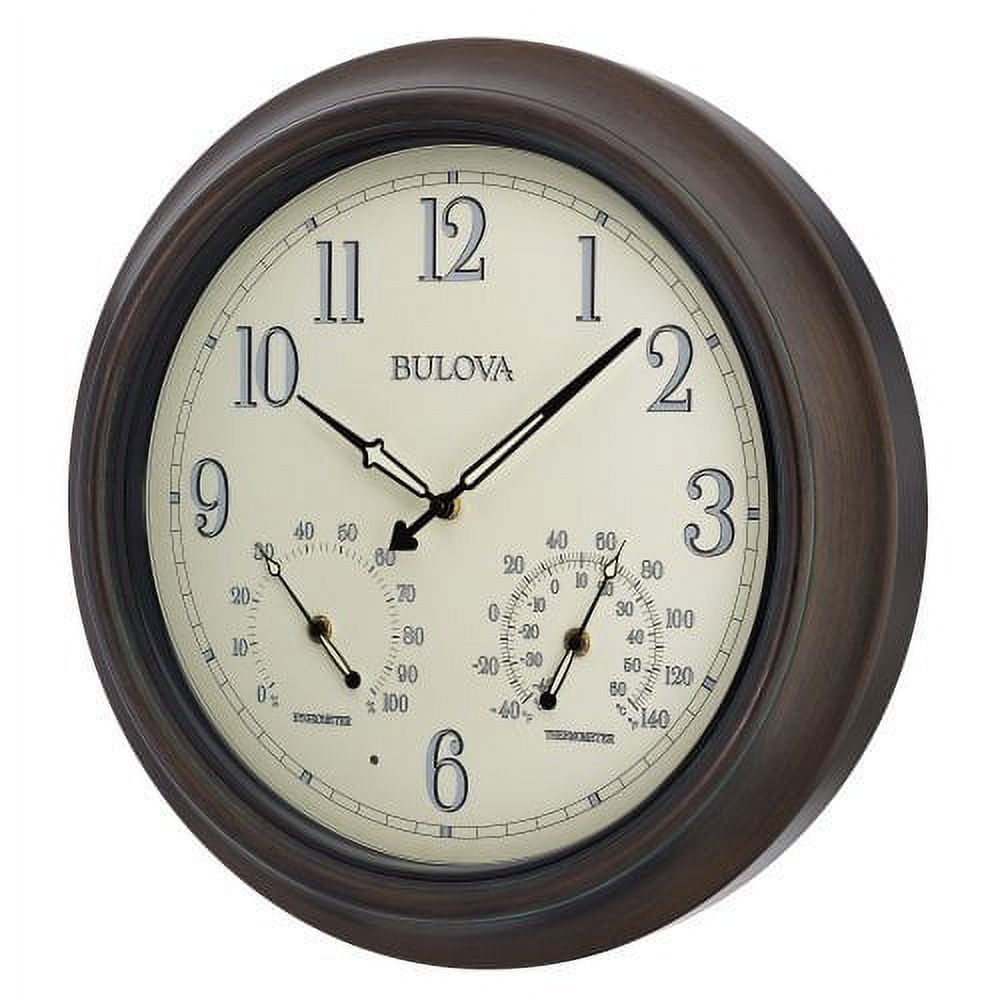 Oversized Oil Rubbed Bronze Outdoor Wall Clock with Thermometer and Hygrometer