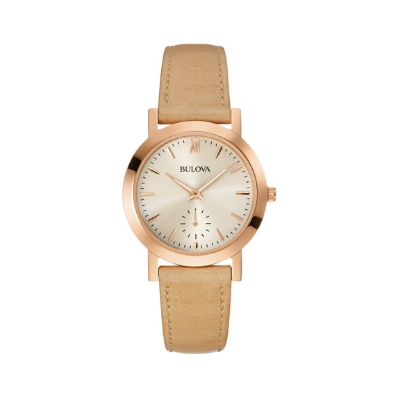 Bulova Women's Beige Leather Quartz Watch 97L146