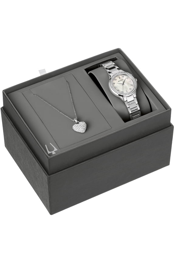 Women's Classic Accent Silver Tone Stainless Steel 2-pc. Watch Boxed Set 96x162