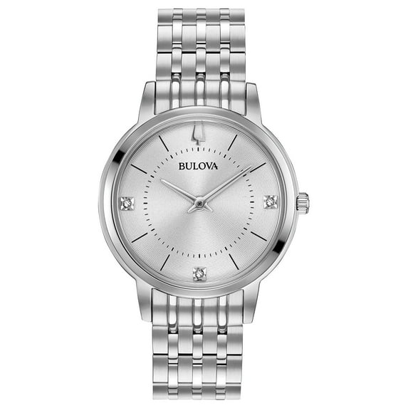 Bulova Women's Classic Silver Dial Steel Bracelet Diamond Watch 96P183