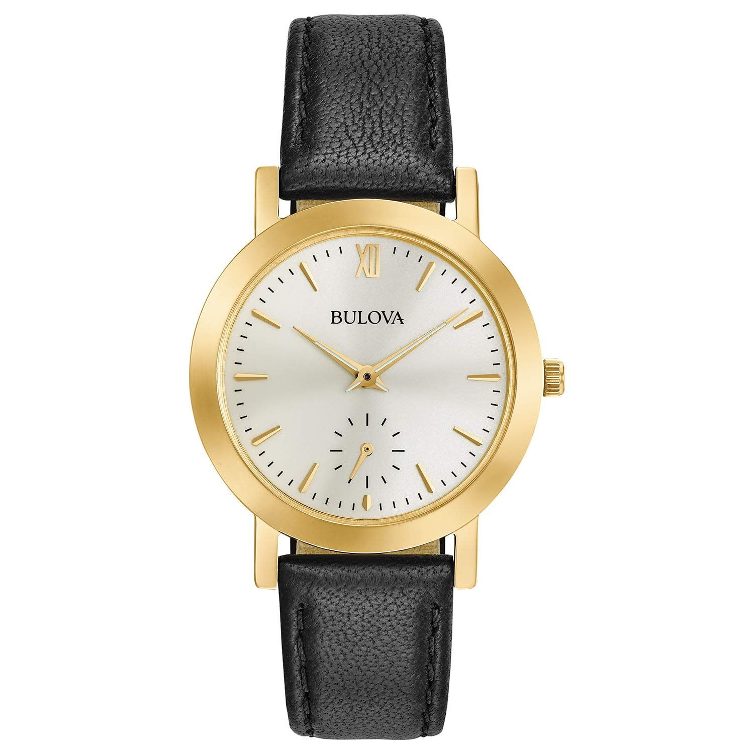 Bulova Women's Classic Silver Dial Yellow Gold Plated Steel Black