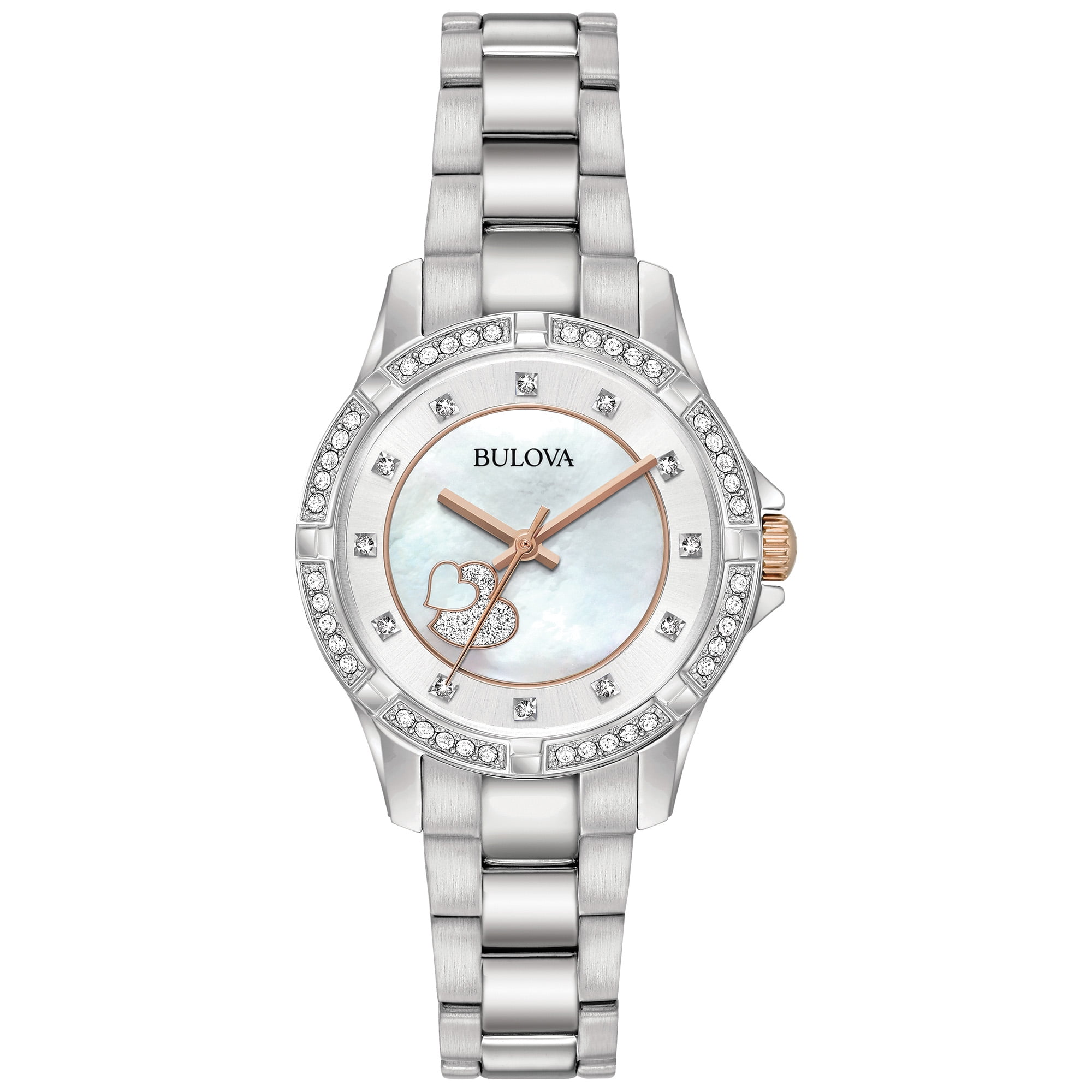 Bulova Women\'s Silver Crystal-Accent Bracelet Watch with Mother-of-Pearl Dial BULOVA 98l248 Swarovski Crystal Accented Mother of Pearl  main image 2