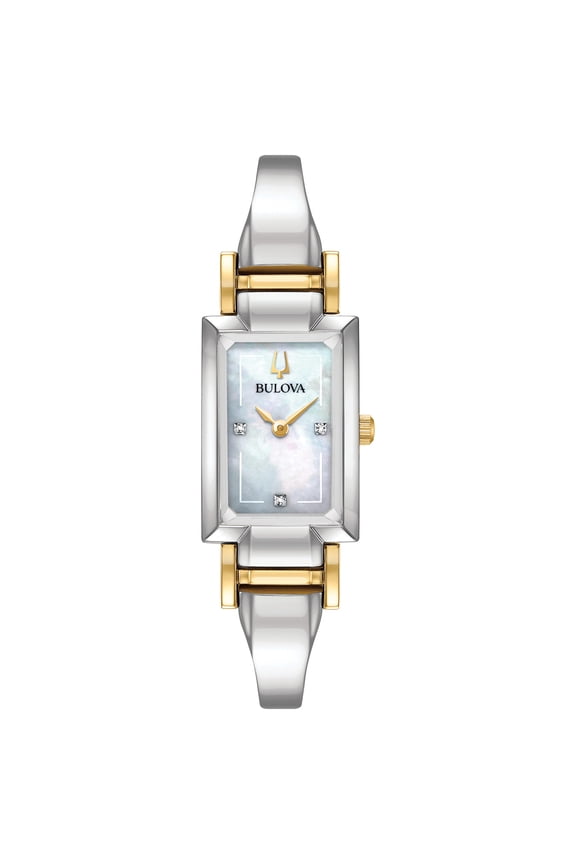Women's Diamond Accent Two-Tone Half-Bangle Watch