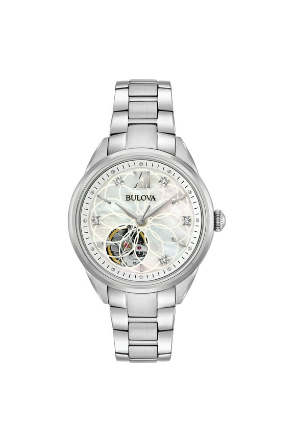 Women's Diamonds White Mother of Pearl Stainless Steel Analog Watch 96P181