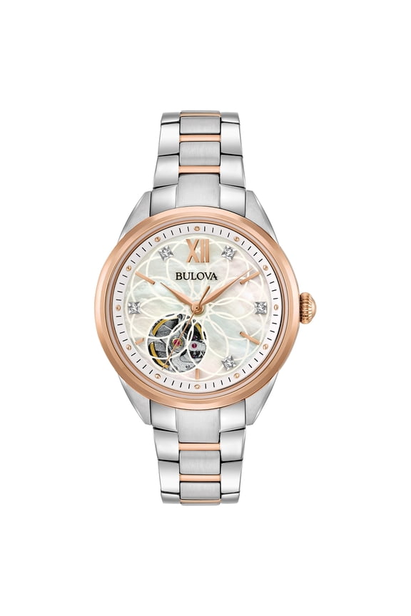 Women's Diamonds White Mother of Pearl Stainless Steel Analog Watch 98P170