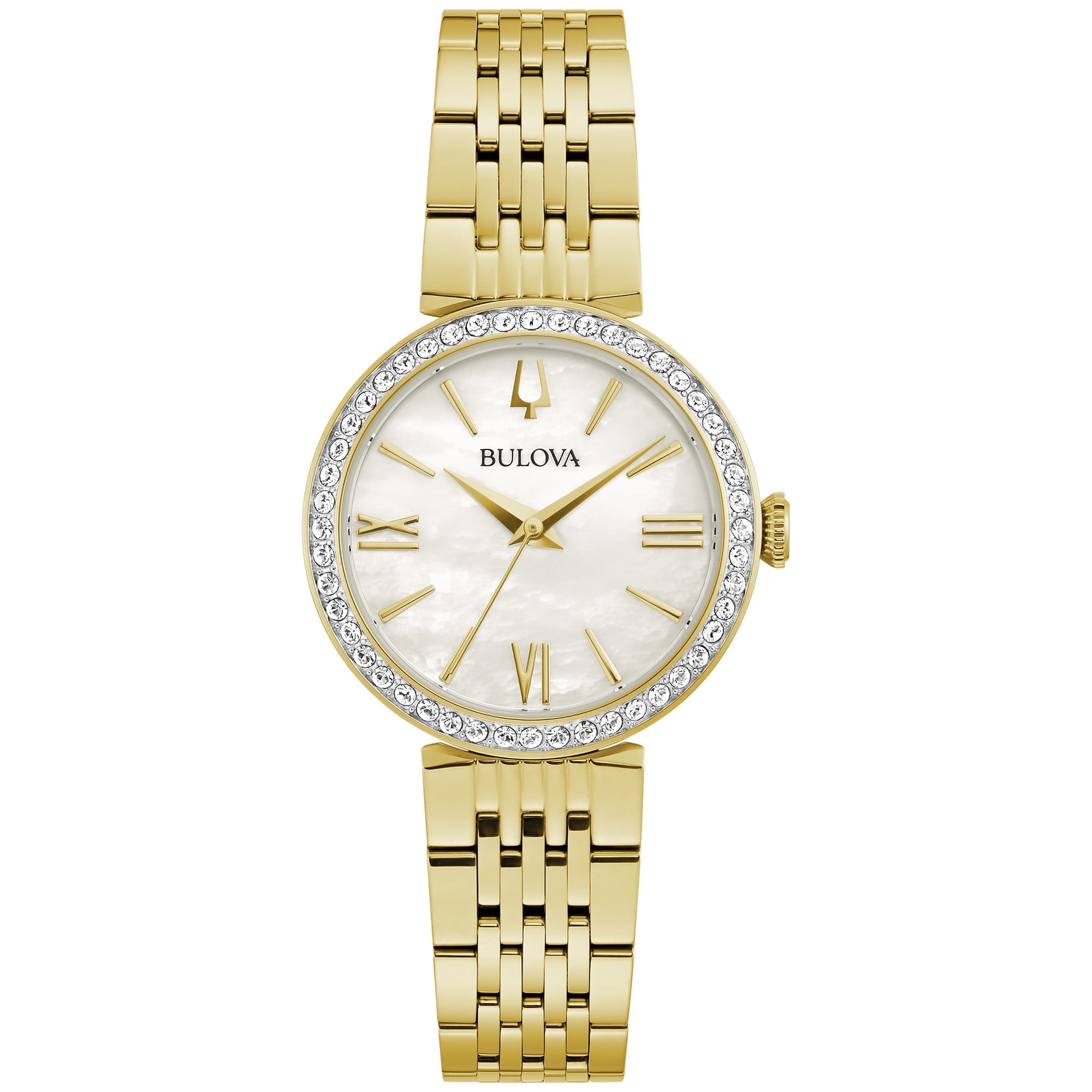 Bulova Women's Gold-Tone Mother-of-Pearl Crystal Accent
