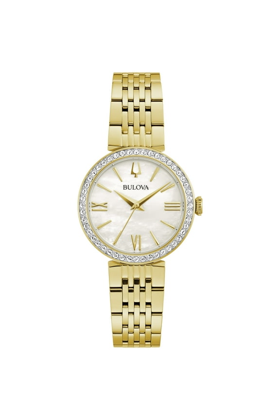 Women's Gold-Tone Mother-of-Pearl Crystal Accent Watch - 98L276