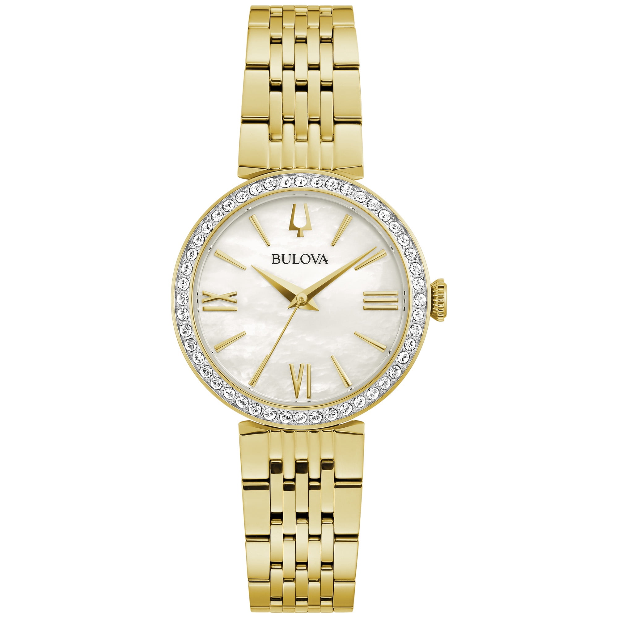 Bulova Women's Gold-Tone Mother-of-Pearl Crystal Accent Watch - 98L276 ...