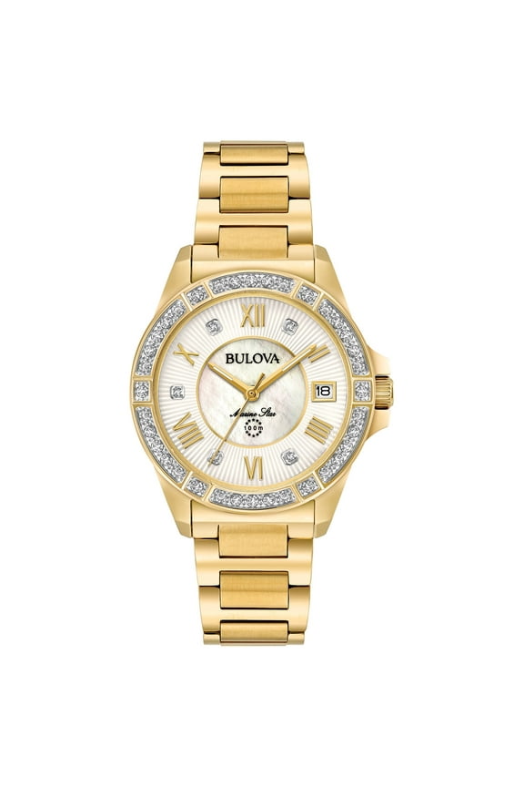 Women's Marine Star Diamond Accent Gold-Tone Stainless Steel Bracelet Watch 98R235