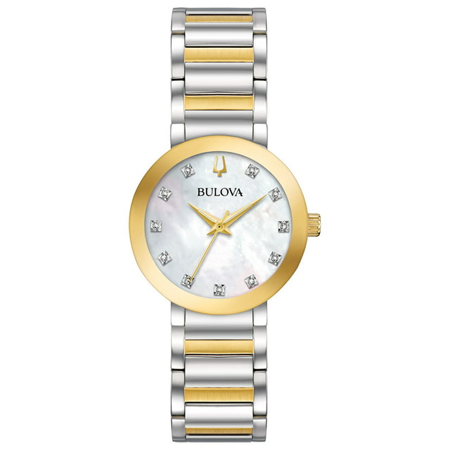 Bulova Women's Modern Diamond Accent Two Tone Stainless Steel Watch ...