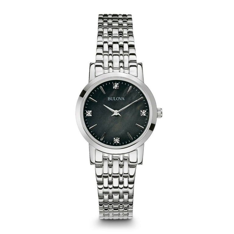 Bulova Women’s stainless steel watch silver & black with diamonds Amazon.com: Bulova Ladies main image 3