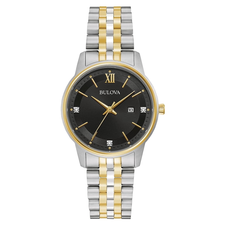 Bulova Women\'s Watch 98P198 Black Dial Diamond Quartz Two Tone Stainless Steel Bulova Women main image 2