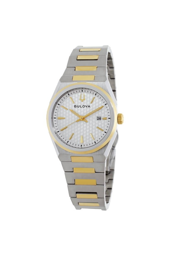 Two Tone Stainless Steel Silver White Dial Quartz Women's Watch 98L323