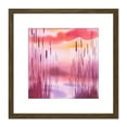 thumbnail image 1 of Bulrush Botanicals on Sunset Water Warm Pink Burgundy Calming Watercolour Painting Square Wooden Framed Wall Art Print Picture 8X8 Inch, 1 of 4
