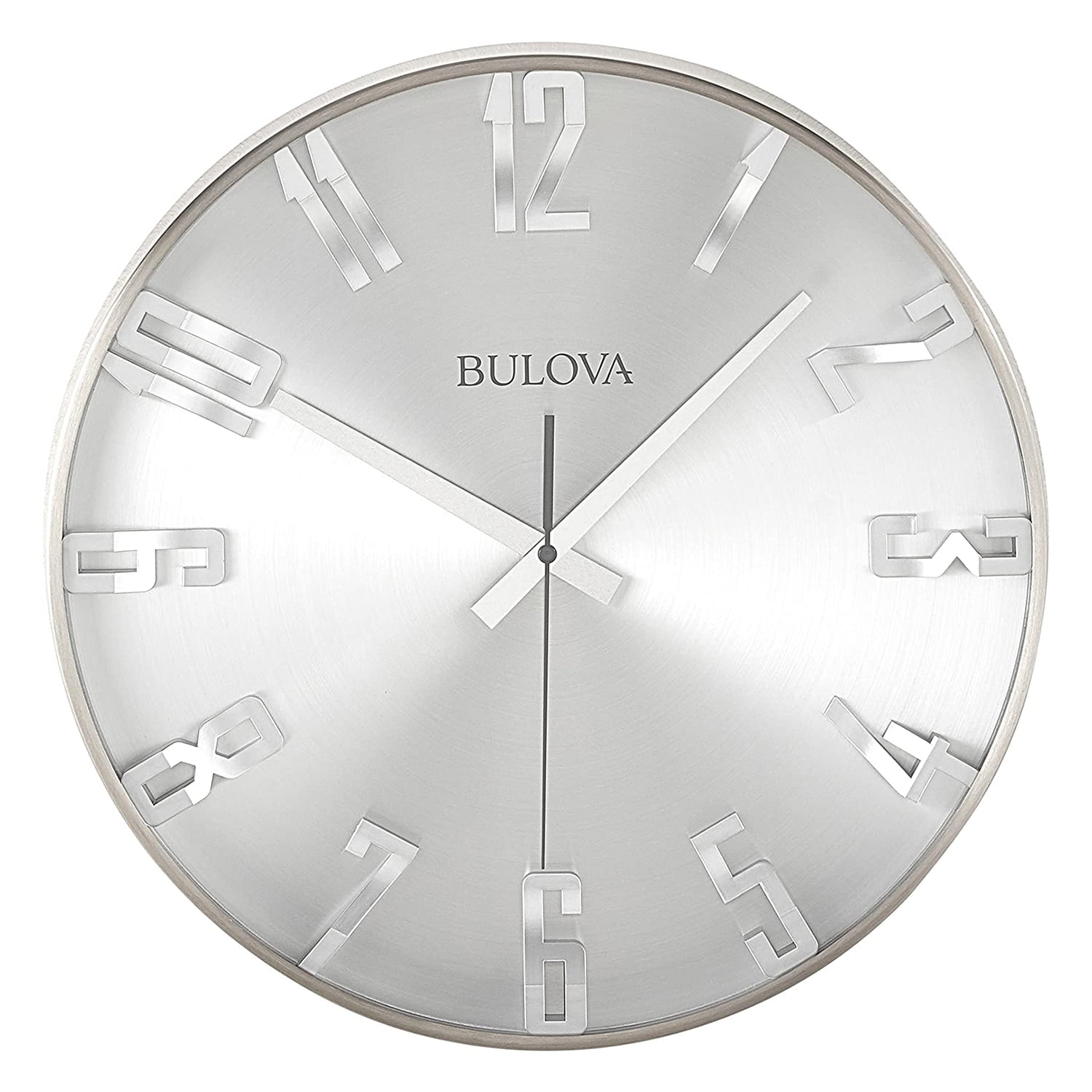 Satin Pewter 16" Round Metal Analog Wall Clock with Protective Glass