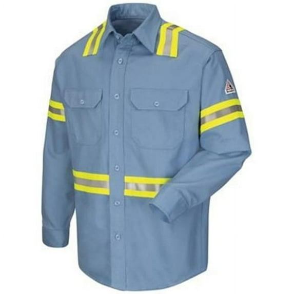 Bulwark Enhanced Visibility Uniform Shirt - Long Size, Light Blue - Medium Tall