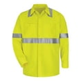 thumbnail image 1 of Bulwark High Visibility Long Sleeve Work Shirt Long Sizes SMW4L Yellow/ Green LT, 1 of 4