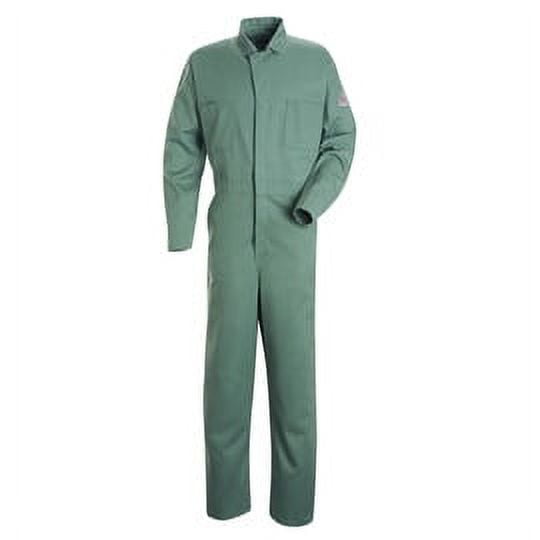 Bulwark® Large Visual Green Cotton Twill Flame Resistant Gripper-Front Coverall With Gripper Front Closure