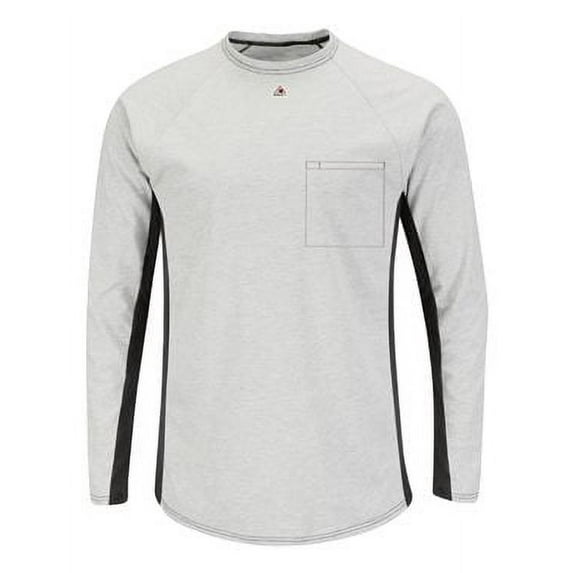 Bulwark Long Sleeve FR Two-Tone Base Layer with Concealed Chest Pocket - EXCEL FR MPS8 Grey XL