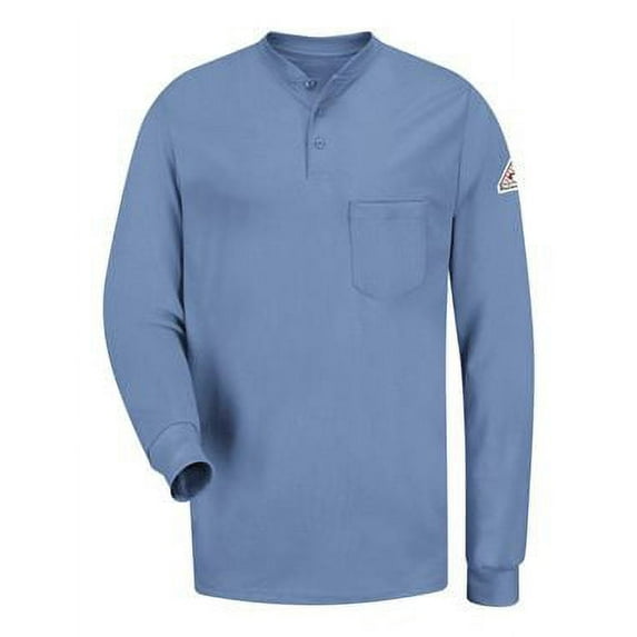 Bulwark Long Sleeve Tagless Henley Shirt SEL2 Light Blue L