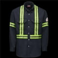 thumbnail image 1 of Bulwark SMUCNV-RG-S Mens Dress Uniform Shirt with Reflective Trim, Navy - Small - Regular, 1 of 1