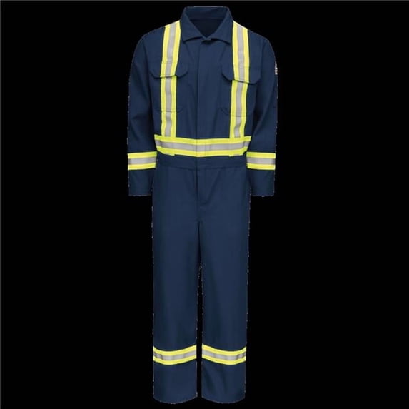 Bulwark CNBCNV-LN-46 Mens Midweight Nomex FR Premium Coverall Dress with CSA Compliant Reflective Trim, Navy - Size 46 - Long Fit
