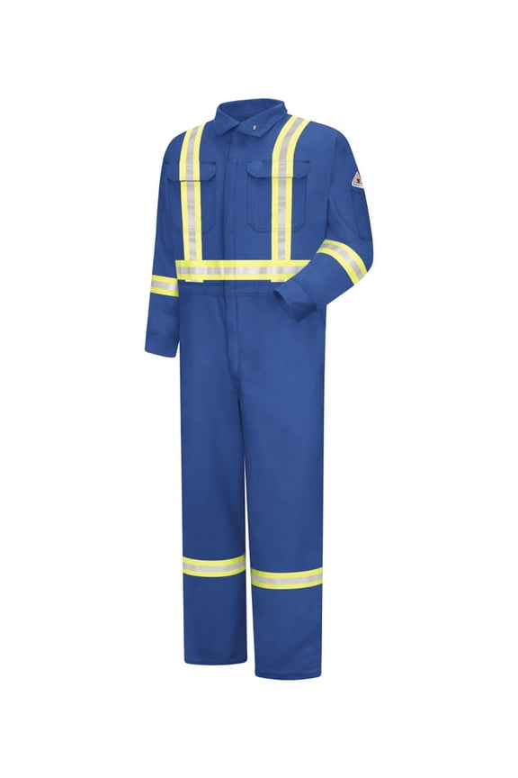CMBCRB-LN-44 Mens Lightweight Cool Touch 2 FR Premium Coverall Dress with Reflective Trim, Royal Blue - Size 44 - Long Fit