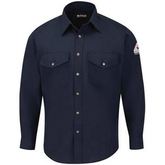 Bulwark Snap-Front Uniform Shirt - Nomex IIIA - 4.5 oz - Long Size, Navy - 3XLT