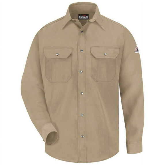 Bulwark Snap-Front Uniform Shirt - Nomex® IIIA - 4.5 oz. - Long Sizes SNS2L Tan MT