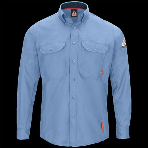 Bulwark QS52BI-RG-XXL iQ Series Mens Lightweight Comfort Woven Shirt with Insect Shield, Light Blue - 2XL - Regular