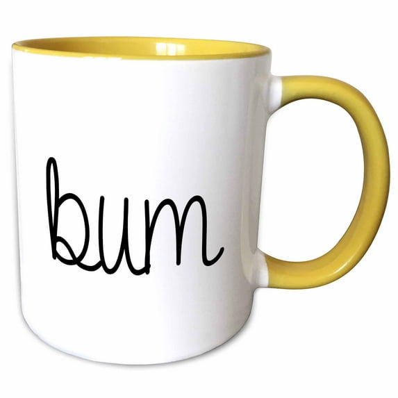 3drose, Bum, 11oz Two-tone Yellow Mug