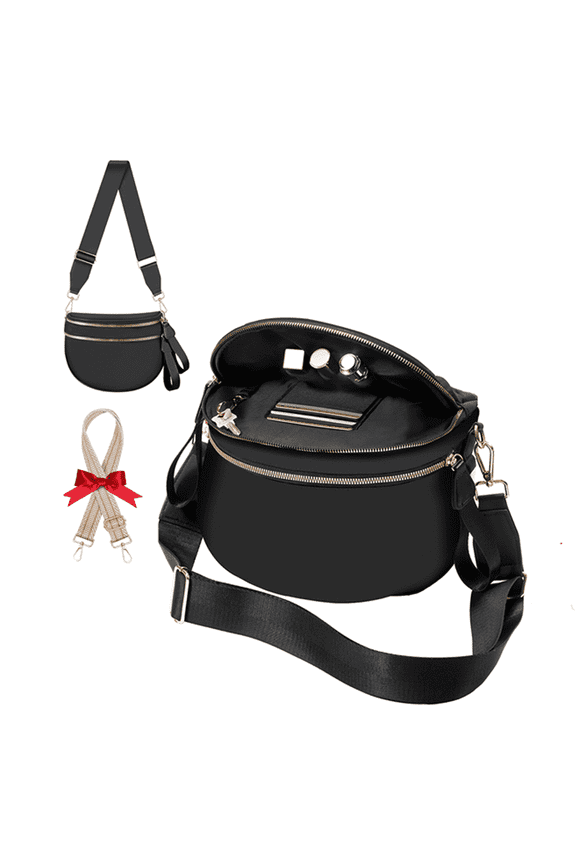 Bum Bag for Women, Nylon Checkered Crossbody Bag, Women's Large Waist Purse with Extra Strap