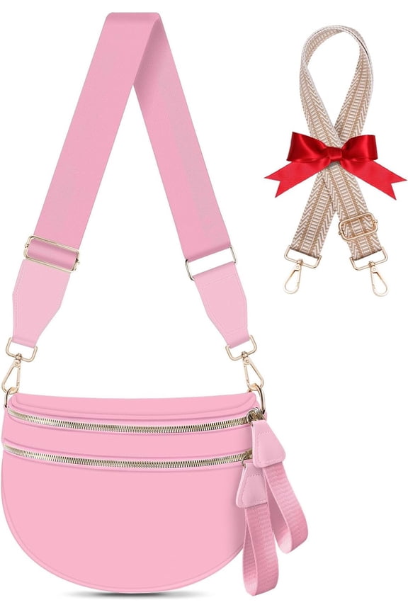 Bum Bags for Women Checkered Crossbody Bag Large Nylon Belt Purse Fanny Packs, Bonus with a Extra Strap