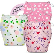 Bumberry New & Improved Smart Nappy For New Born Baby SM |4-9 months | Holds Upto 3 Pees With Extra Absorbtion & 100% Leak Protection All in One Cloth Diaper For Just Borns - 3 Pcs Pack