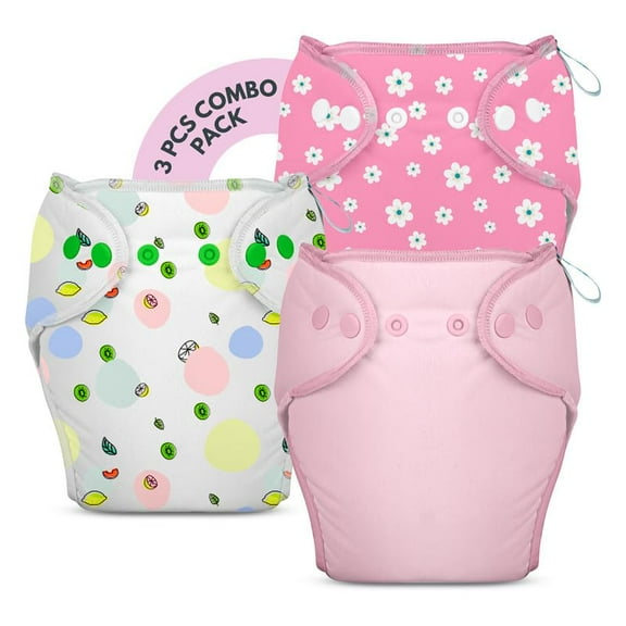 Bumberry New & Improved Smart Nappy For New Born Baby (SM |4-9 months) | Holds Upto 3 Pees With Extra Absorbtion & 100% Leak Protection All in One Cloth Diaper For Just Borns - 3 Pcs Pack