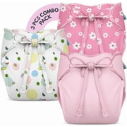 Bumberry New & Improved Smart Nappy For New Born Baby XS |0-3 months | Holds Upto 3 Pees With Extra Absorbtion & 100% Leak Protection All in One Cloth Diaper For Just Borns - 3 Pcs Pack