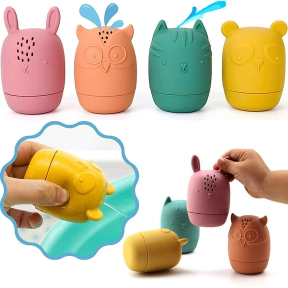 Bumble Bear Mold Free Silicone Bath Toys, Baby Bath Toys 6-12 Months, Toddlers 1-3, Non Toxic Infant Bathtub Toy, Water Toys, Pool Toy, Dishwasher Safe