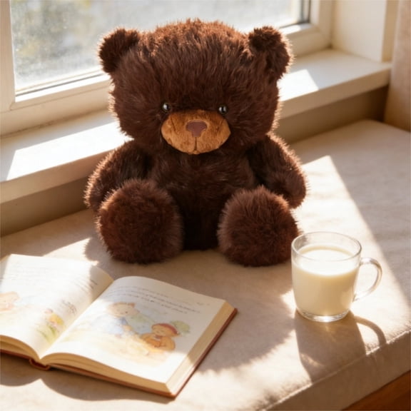 Bumble Bear Plush - 8" Brown, High-Quality Fabric, Medium Size, Home Decor/Snuggling