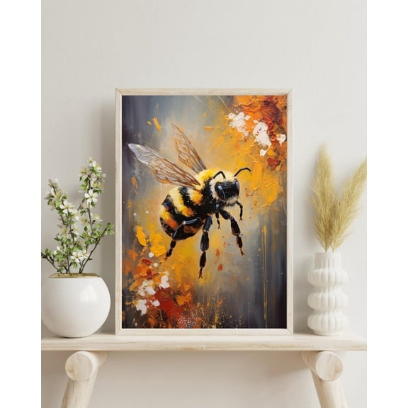 Bumble Bee Art Print, Modern Wall Decor Poster Unframed Paper Print