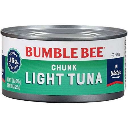 Bumble Bee Chunk Light Tuna in Water, 12 oz Cans (Pack of 12) - Wild Caught Tuna - 16g Protein per Serving - Non-GMO Project Verified, Gluten Free, Kosher - Great for Tuna Salad and Recipes
