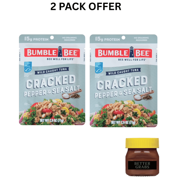 Bumble Bee Cracked Pepper & Sea Salt Seasoned Light Tuna, Wild Caught, Gluten Free Shelf Stable Pouch, 2.5 oz