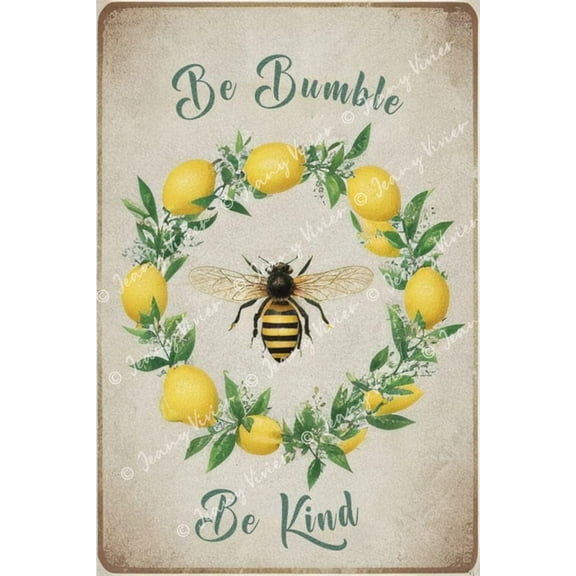 Bumble Bee Decor, Bees Decorations For Kitchen, Lemon Decor For Kitchen, Be Kind Be Bumble Metal Welcome Signs, Bee Decorations for Party, Lemon Theme Tin Signs 12x8 Inches