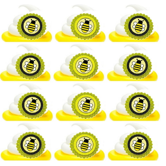 Bumble Bee Easy Toppers Cupcake Decoration Rings -24pk