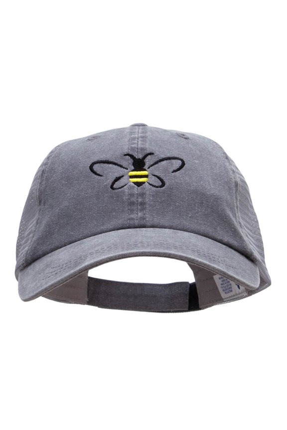 Bumble Bee Embroidered Washed Trucker Cap - Grey Grey OSFM